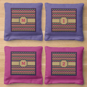 Tropical Zigzag Cornhole Bags