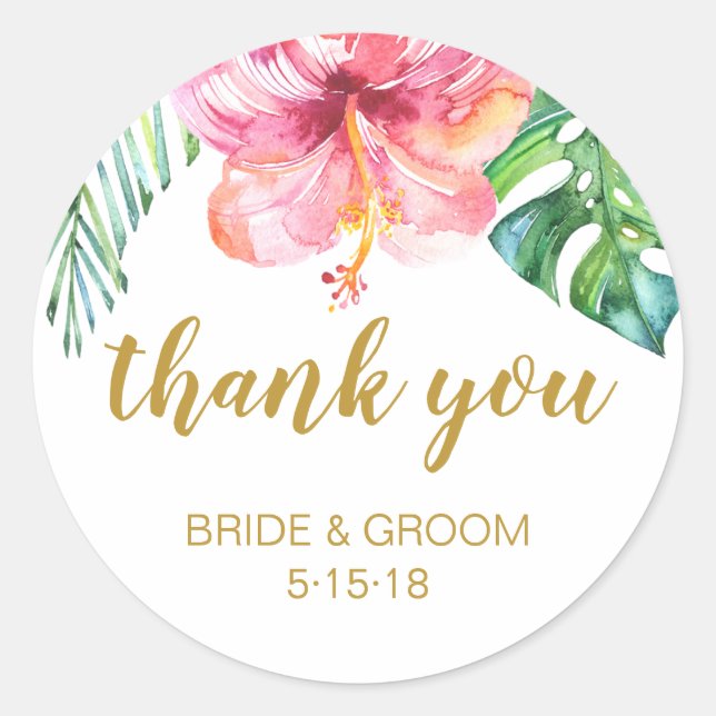 TropicalBeach Wedding favor label (Front)