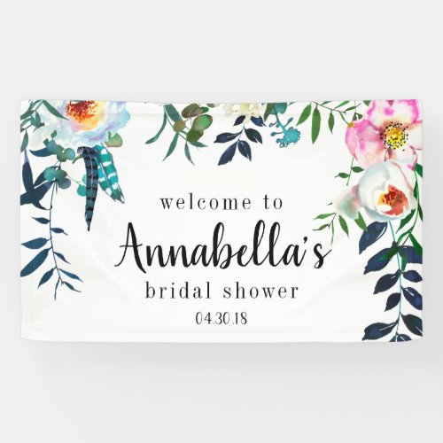 TropicalBridal Shower Floral Wreath Welcome Banner