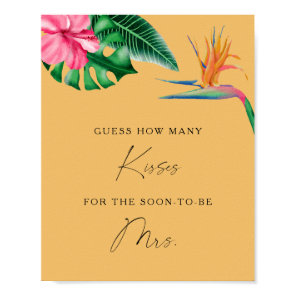 Tropicals - How many kisses bridal shower game Poster