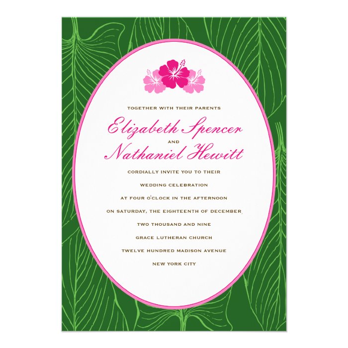 Tropicana Wedding Invitation in Pink & Green