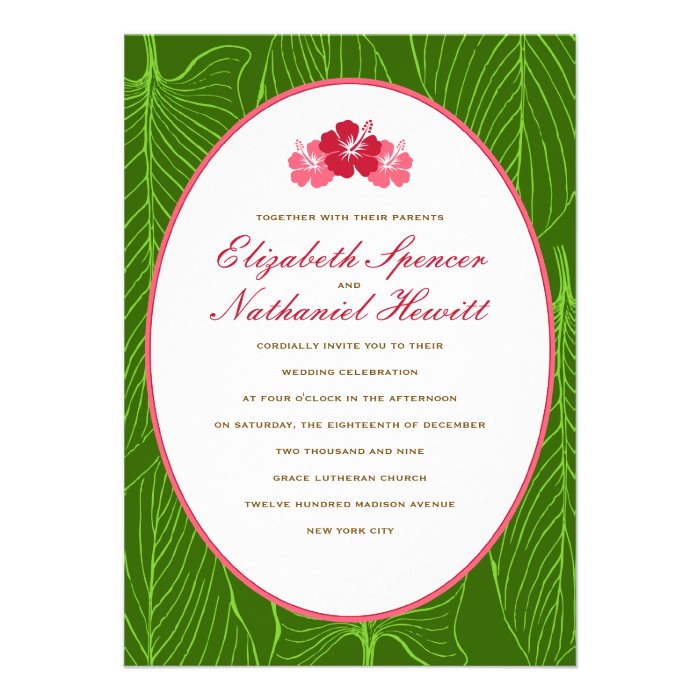 Tropicana Wedding Invitation in Red & Green