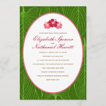 Tropicana Wedding Invitation In Red & Green by spinsugar at Zazzle