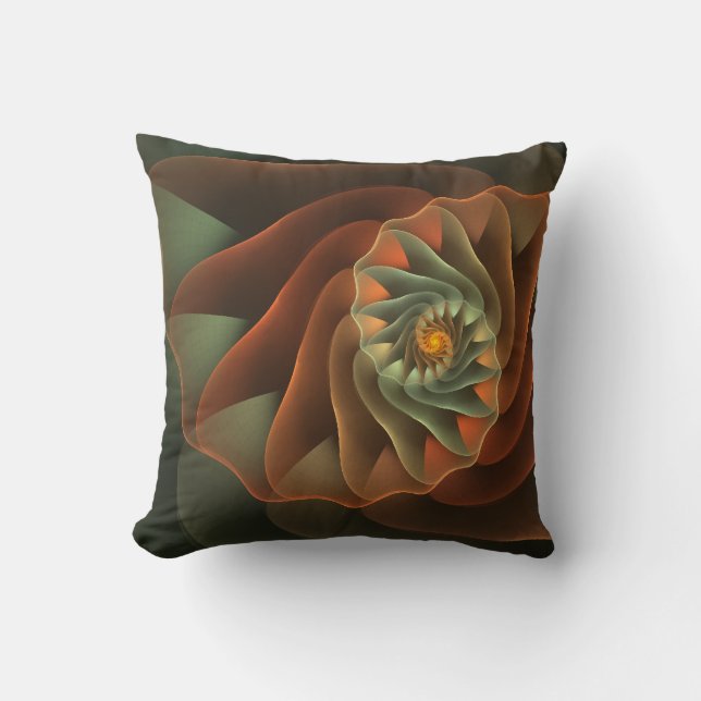 Tropicanna Orange and Green Abstract Spiral Throw Pillow (Front)