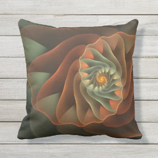Tropicanna Orange and Green Abstract Spiral Throw Pillow