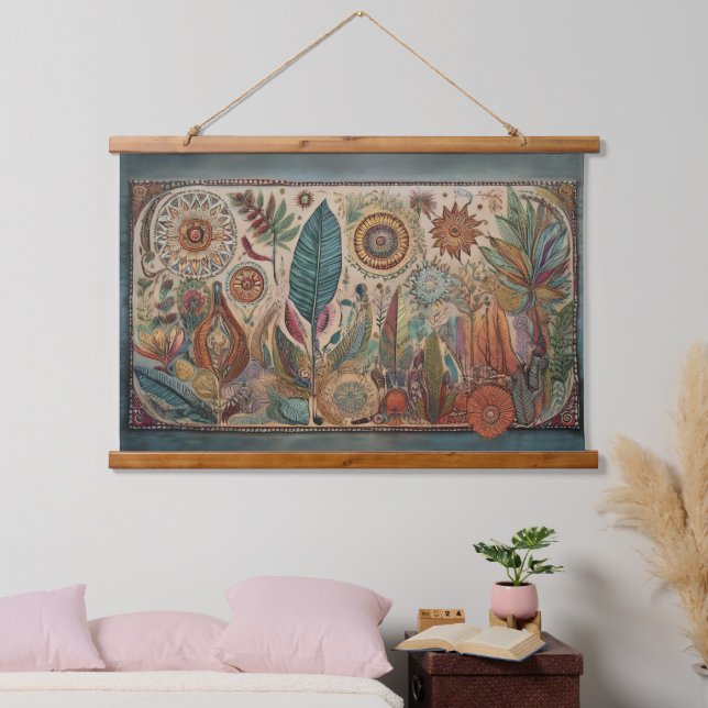Tropicla Boho Art Panel Wall Hanging Hanging Tapestry (Bedroom)