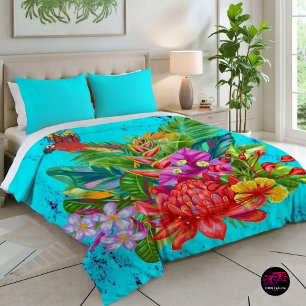 TropiColor Fusion Macaw & Floral Serenade Art Duvet Cover