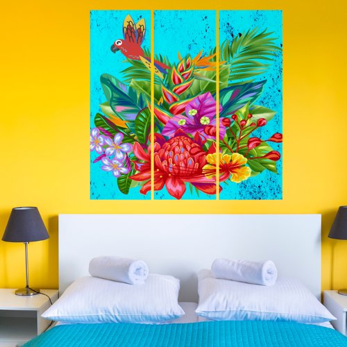 TropiColor Fusion Macaw  Floral Serenade Triptych