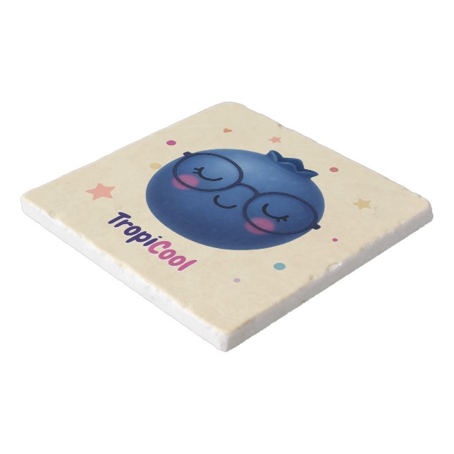 TropiCool Blueberry – Kawaii Kitchen Charm Trivet (Corner)