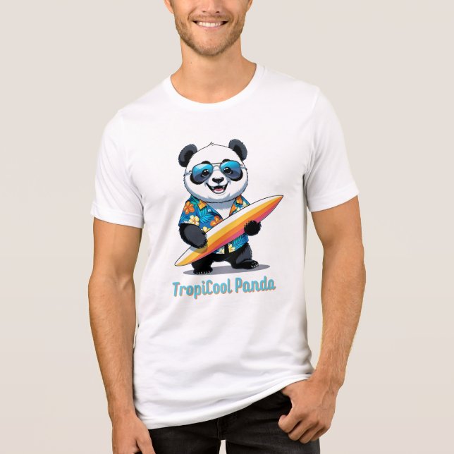 TropiCool Panda – Cute Cartoon Panda - Hawaiian Tri-Blend Shirt (Front)