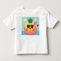 Tropicool–Pineapple Flamingo Float Summer T-Shirt