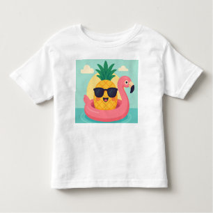 Tropicool–Pineapple Flamingo Float Summer T-Shirt 