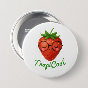 TropiCool Strawberry – Cute Glossy Button Pin