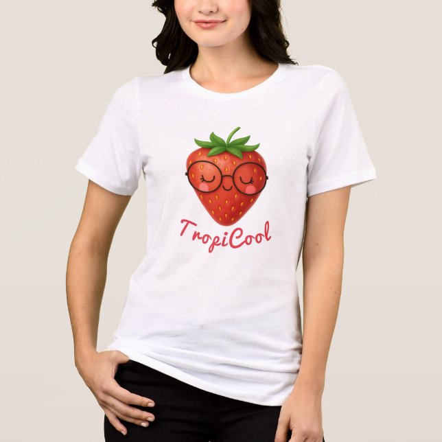 TropiCool Strawberry – Cute Summer T-Shirt Tri-Blend Shirt (Front)