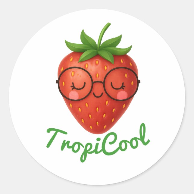 TropiCool Strawberry – Fun & Fresh Fruit Sticker (Front)