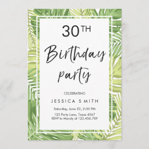 Tropics Birthday Invitation Tropical Hawaii 30th
