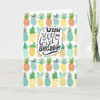 Tropics Birthday Pineapple Pattern | Greeting Card