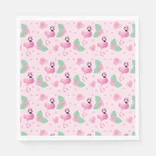 Tropics Flamingo Bird Flower Pattern Tropical Pink Napkins