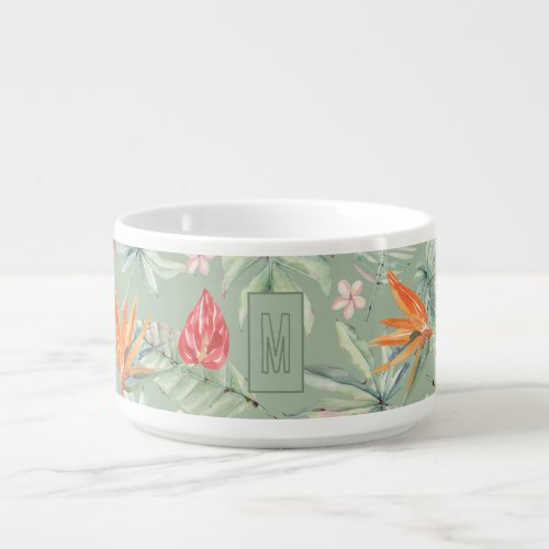 Tropics Flower and Foliage Fantasy with Monogram Bowl