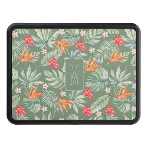 Tropics Flower and Foliage Fantasy with Monogram Hitch Cover