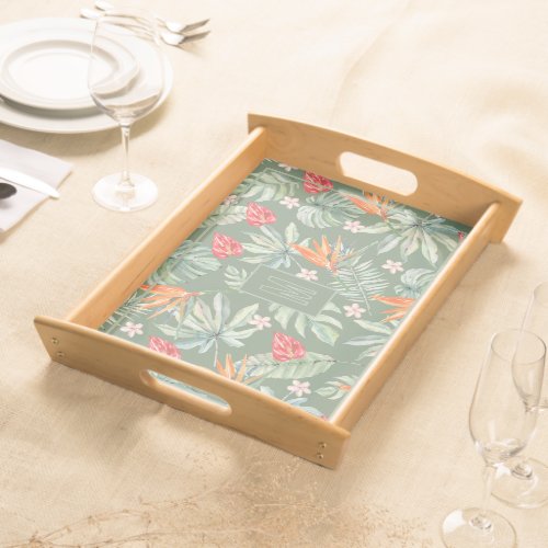 Tropics Flower and Foliage Fantasy with Monogram Serving Tray