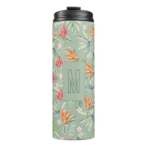 Tropics Flower and Foliage Fantasy with Monogram Thermal Tumbler