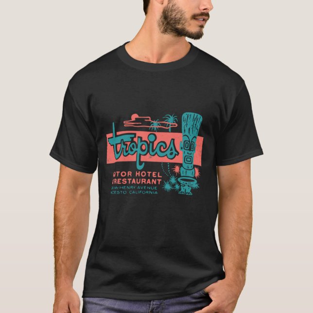 Tropics Motor Hotel Tiki 1950S Polynesian Retro Su T-Shirt (Front)