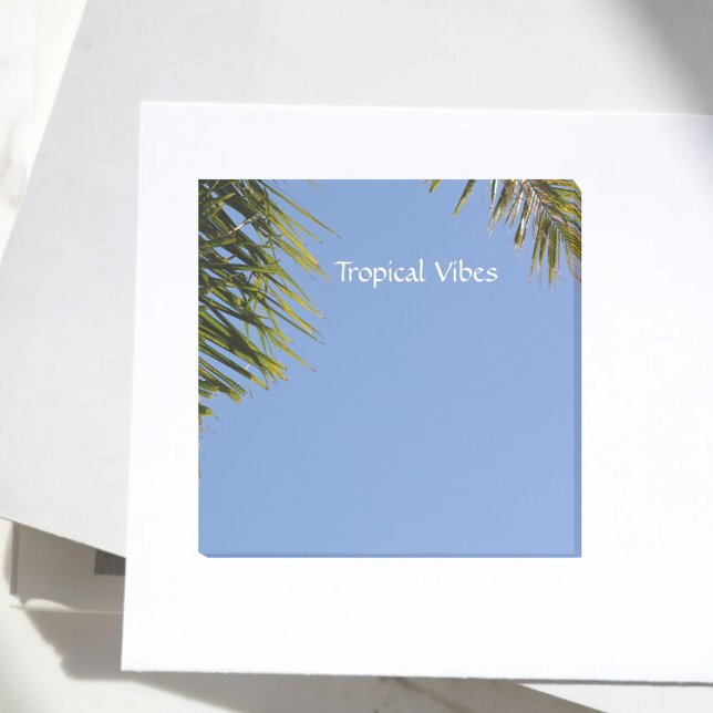 Tropics Palm Fronds Sky Blue Customizable Post-it Notes (Creator Uploaded)