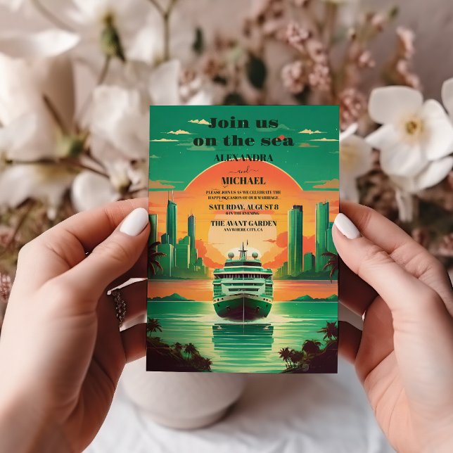 Tropics Seascape Beach Cruise Wedding Invitation (Creator Uploaded)