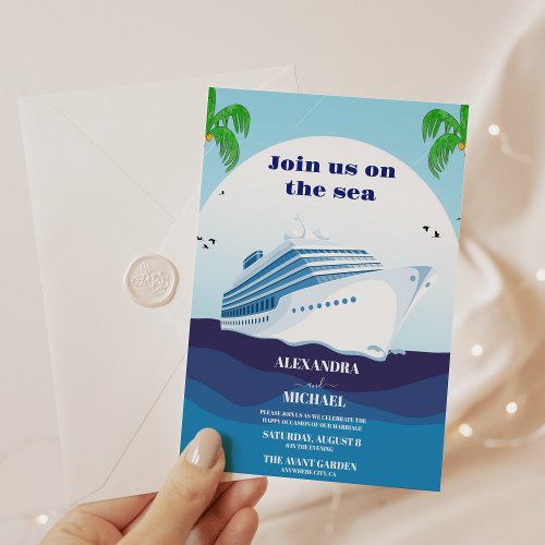 Tropics Seascape Beach Cruise Wedding Invitation