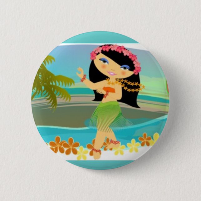 Tropo Girl Hula Dancer Button (Front)