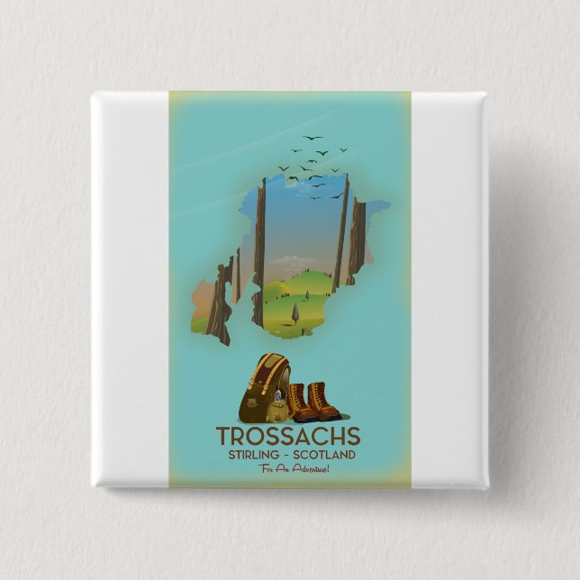 Trossachs Stirling Scotland hiking poster Button (Front)