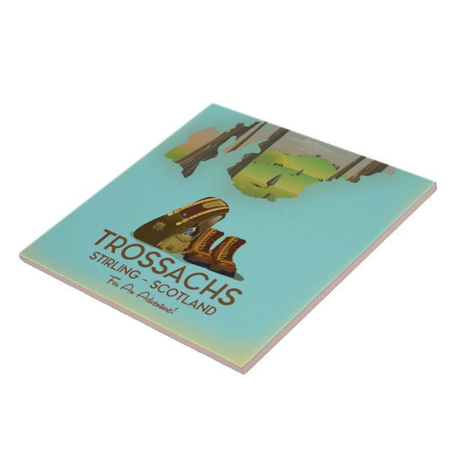 Trossachs Stirling Scotland hiking poster Ceramic Tile (Side)