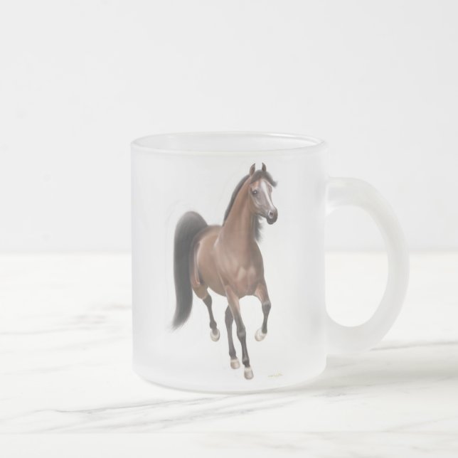 Trotting Arabian Horse Frosted Glass Mug (Right)