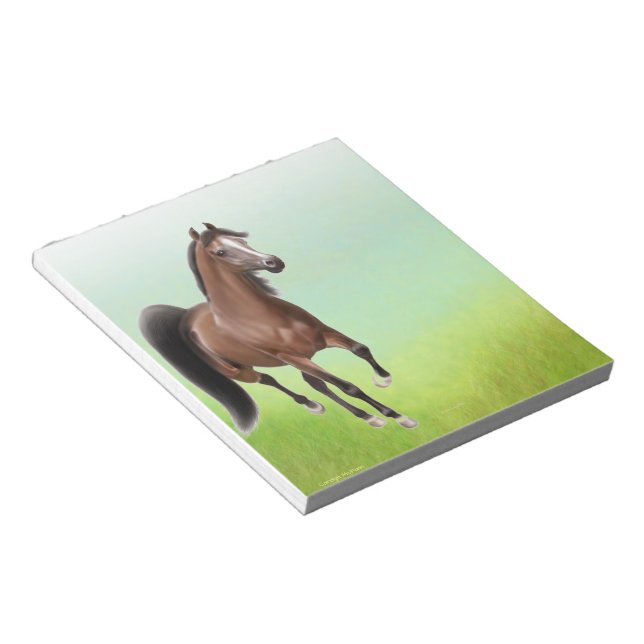 Trotting Bay Brown Arabian Horse Notepad (Angled)