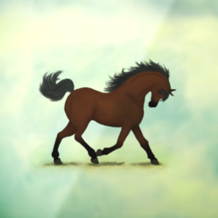 Trotting Bay Horse Equestrian Pony Decal