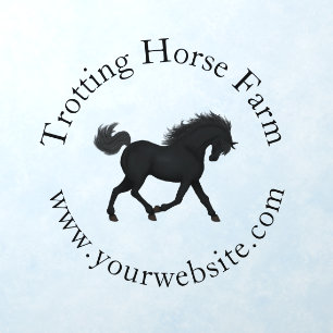 Trotting Black Horse Circular Text Equestrian Wall Decal