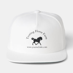 Trotting Black Horse Equestrian Business Snap Back Hat