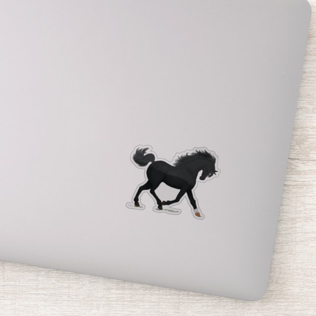 Trotting Black Horse With Star & Sock Black Beauty Sticker (Detail)