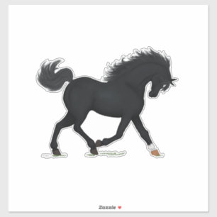 Trotting Black Horse With Star & Sock Black Beauty Sticker