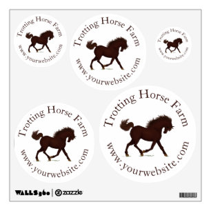 Trotting Brown Horse Circular Text Equestrian Wall Decal