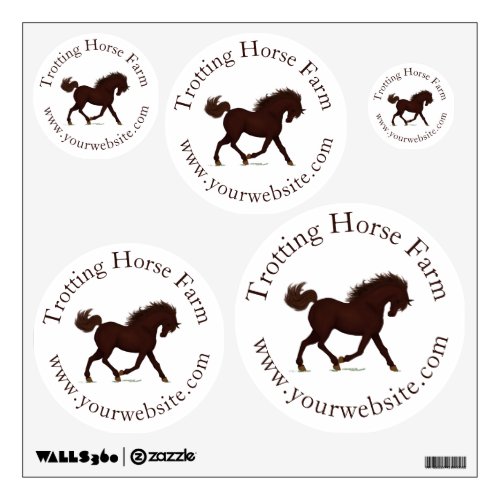 Trotting Brown Horse Circular Text Equestrian Wall Decal