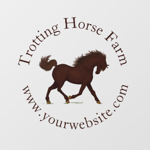 Trotting Brown Horse Circular Text Equestrian Wall Decal