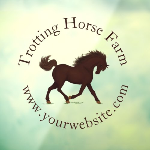 Trotting Brown Horse Circular Text Equestrian Window Cling