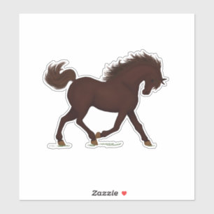 Trotting Brown Horse Pony Equestrian Sticker