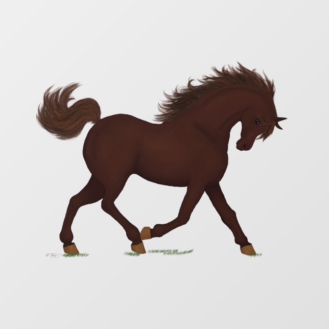 Trotting Brown Horse Pony Equestrian Wall Decal (Front)