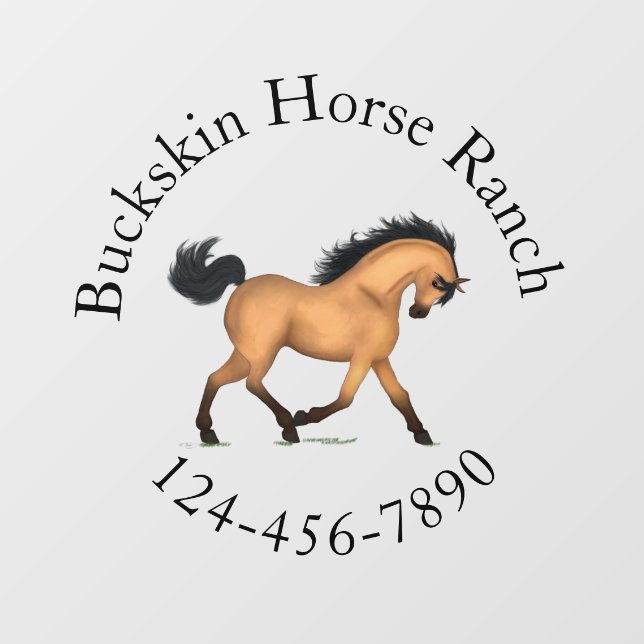 Trotting Buckskin Horse Circular Text Equestrian Wall Decal (Front)