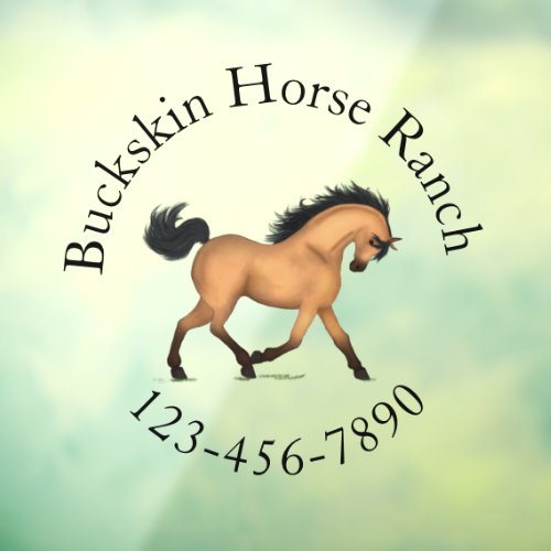 Trotting Buckskin Horse Circular Text Equestrian Window Cling