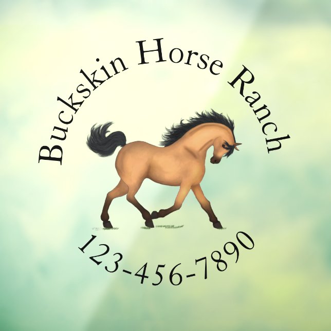 Trotting Buckskin Horse Circular Text Equestrian Window Cling (Sheet 3)