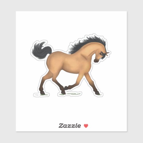 Trotting Buckskin Horse Pony Equestrian Decal